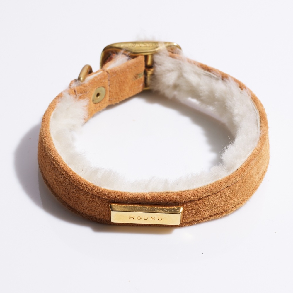 Leather Dog Collar by Hound Collection with Gold Bar Logo